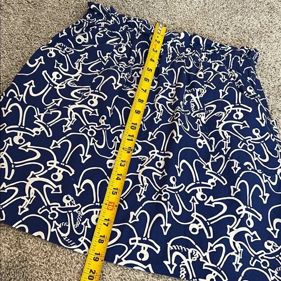 Lilly Pulitzer Blue Anchor Skirt Small Elastic Waist Pockets Coastal Nautical - Picture 8 of 16